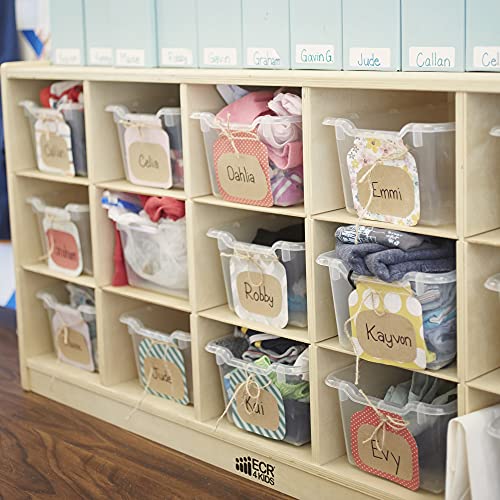 ECR4Kids Scoop Front Storage Bin, Multipurpose Organization, Clear, 30-Piece