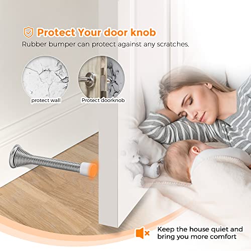 Ravinte Satin Nickel Door Stopper 12 Pack - Spring Wall & Floor Mount