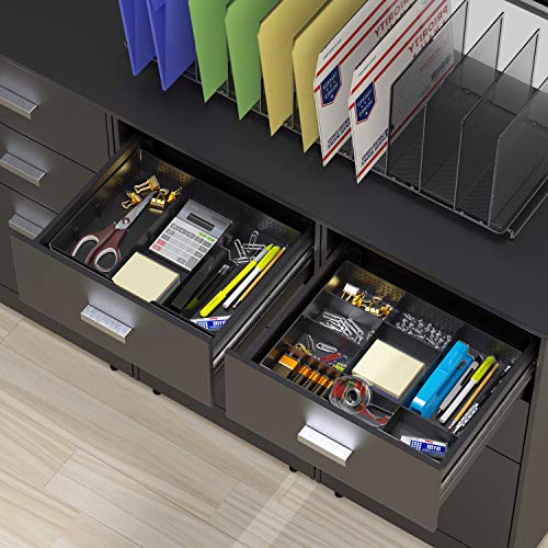 Simple Houseware Drawer Organizer Tray 1 Pack, Black, 9 Adjustable Compartments
