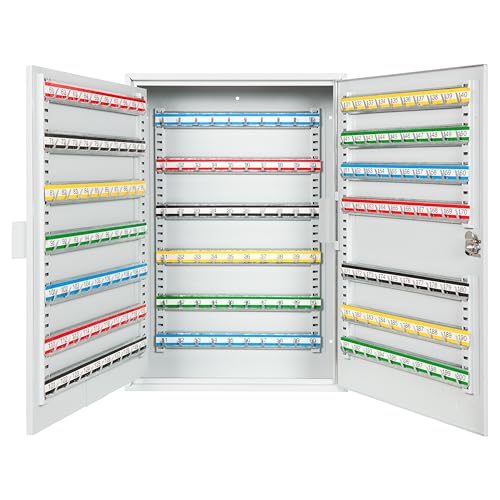 Durabox 200-Position Steel Key Cabinet Light Grey with 200 Key Hooks & Tags – Wall-Mount