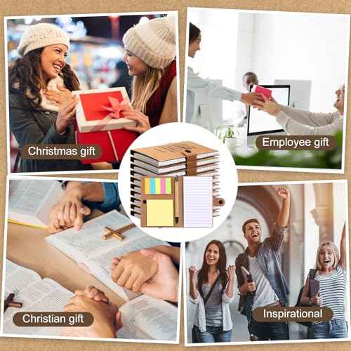 Thenshop 20 Sets Christian Gift Bulk Scripture Notebook Bible Verse Pen Religious Ballpoint Pen Sticky Note for Women Men, Church, Sunday School, Operation Christmas, Vbs, Pastor, Thanksgiving(Brown)