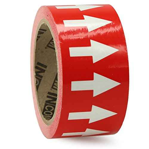Accuform RAW254RDWT Adhesive Vinyl Directional Flow Arrow Tape, 2" Width x 54' Length x 0.006" Thickness, White/Red