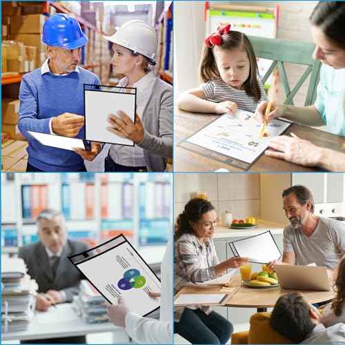 Ndsox 50 Packs Oversized Dry Erase Pockets Reusable Plastic Sleeves Clear Job Ticket Holders Heavy Duty Transparent Hanging Sheet Protectors for Teacher Classroom School Office Work Warehouse, Black