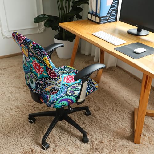 FORCHEER Desk Chair Cover Two-Piece Set (Backrest + Seat) Boho Stretch Fit for Split Office Chairs