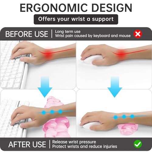 Aszqvd Pink Cloud Gel Wrist Rest and Mouse Pad Set for Ergonomic Comfort