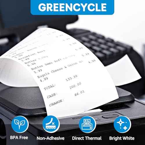 GREENCYCLE 5 Roll Compatible for Dymo 30270 2-1/4" x 250' Cash Register POS Receipt Paper Rolls LW Continuous White Labels Used for Zebra LabelWriter 450, 450 Turbo, 4XL, NOT FIT 550 & 5XL