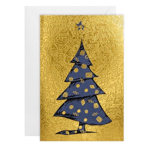 easykart labels 48 Christmas Greeting Cards with Gold Foiling & Embossing with Envelopes, Golden Mettalic 6.75 x 4.5 Inch Merry Christmas Cards with Seal Stickers For Friends, Family and loved Ones ( 3 Pack )