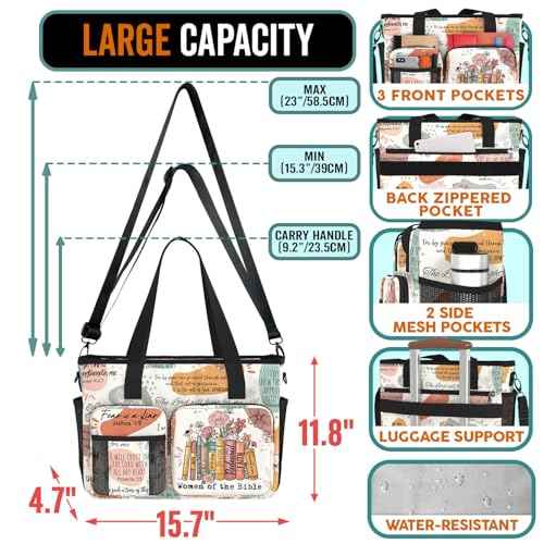 84hoods Large Waterproof Work Bag. Shoulder Bag for Work. God Jesus Christian Faith Religious Gift.
