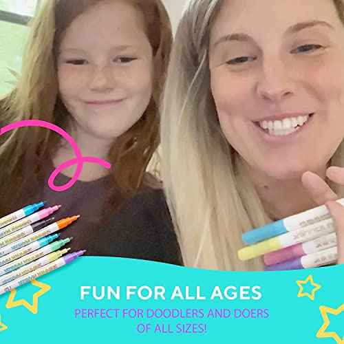 DoodleDazzles Shimmer Markers Set, Double Line Outliner Marker, Metallic Pens, Gifts for Girls, Boys, Kids, Women, etc., School Supplies Great For Drawing, Craft, & more, 20 ct