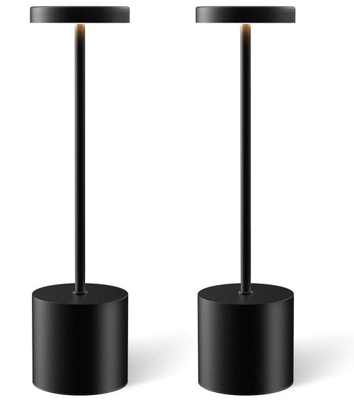 Cordless Table Lamp Set of 2, Rechargeable 5000mAh Battery Powered Outdoor Table Lamps, Portable LED Desk Lamp, 3 Color Dimmable Light for Restaurant, Patio, Bedroom, Bedside Night Lamp(Black)