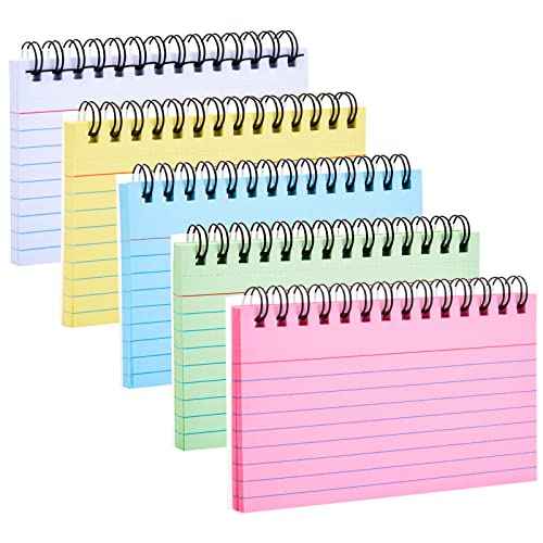 FRIUSATE Index Cards with Ring, 3x5 Inches Spiral Flashcards, Colored Ruled Notecards Index Cards Flash Cards with Ring for Studying Nursing School Office Taking to Do List(250 Sheets)