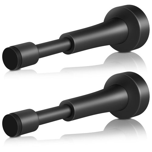2PCS Matte Black Door Stop for Wall, Spring Door Stoppers for Bottom of Door- 4.33 Inch Heavy Duty Aluminum Silicone Tip Doorstops for Inside Door, Screw & Adhesive Installation