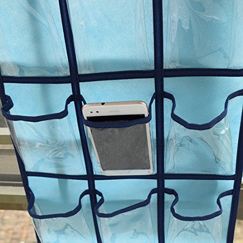 ANIZER Blue Classroom Pocket Chart with 12 Clear Pockets for Cell Phones & Organizer