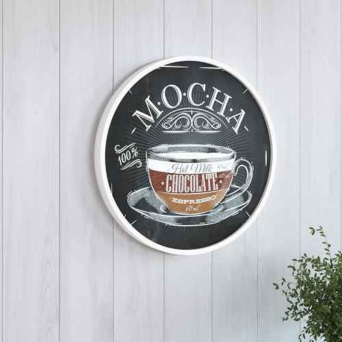HBCY Creations 18" Round Whitewashed Wood Framed Wall Mounted Magnetic Chalkboards with Eraser and Chalk