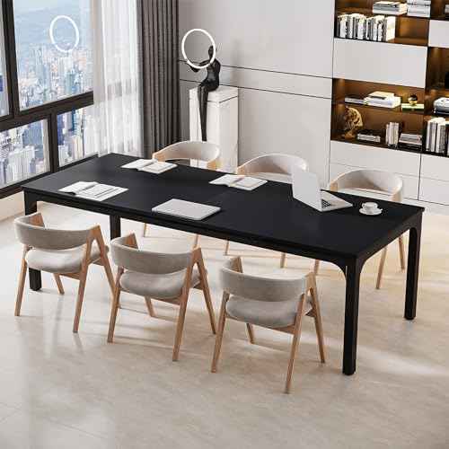 Tribesigns 6.5ft Conference Room Table, 78.74" W x 27.56" D Large Office Meeting Table, Modern Seminar Desk for Boardroom (1, Black)