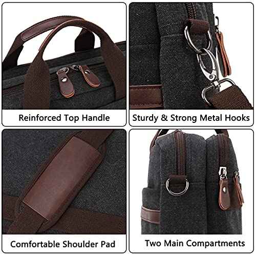 RAVUO Messenger Bag for Men, Water Resistant 17.3 inch Laptop Business Briefcase Canvas Shoulder Satchel for Work Business¡¦