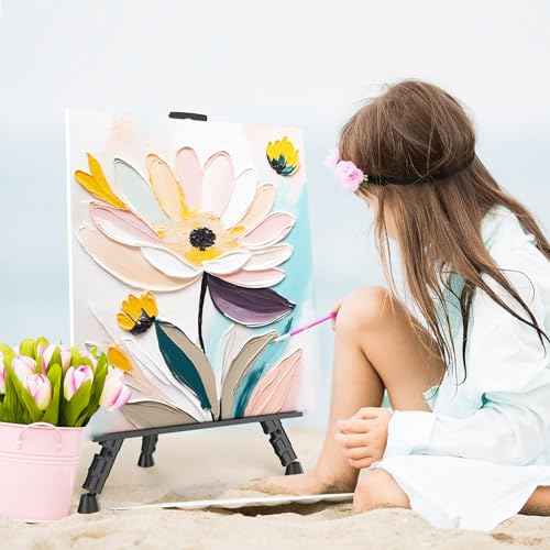 Portable Art Painting Easel Stands - Adjustable Display Artist Tripod Metal Easels with Bags for Table-Top/Floor Painting, Height from 17 to 66 inches, Sturdy for Drawing, Displaying - Silver