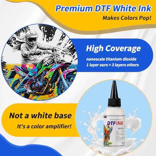 No Sediment DTF White Ink, 1000ML DTF Transfer Ink White for PET Film, with Bottle Opener, Anti Clogging Heat Transfer Ink for Epson ET-8550, L1800, L800, R2400, P400, P800, XP15000 (500ml x 2)