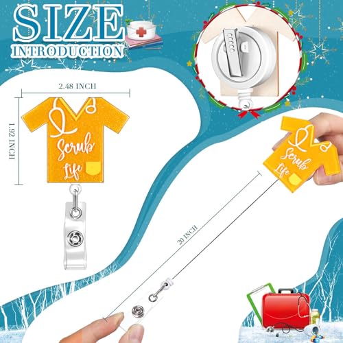Qilery 50 Pcs Nurse Badge Reels Bulk Retractable Nurse Badge Holder Bling Scrub Life ID Name Holder with Alligator Clip for CNA Week Doctor Medical Assistant Appreciation Gifts
