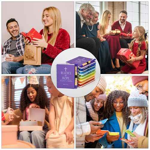 28 Sets of Multicolored Christian Prayer Journals in Bulk small notepad 5.43¡± x 4.33¡± Spiral Notebooks with Matching Pens - Christmas Gifts,Church Members & Bible Study Groups