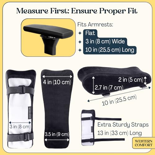 Thick Memory Foam Office Chair Arm Pads - Set of 2 Armrest Covers