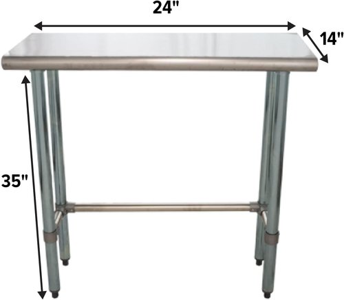 NSF Certified 24" x 14" Open Base Stainless Steel Work Table - Compact Commercial Design for Kitchens & Labs