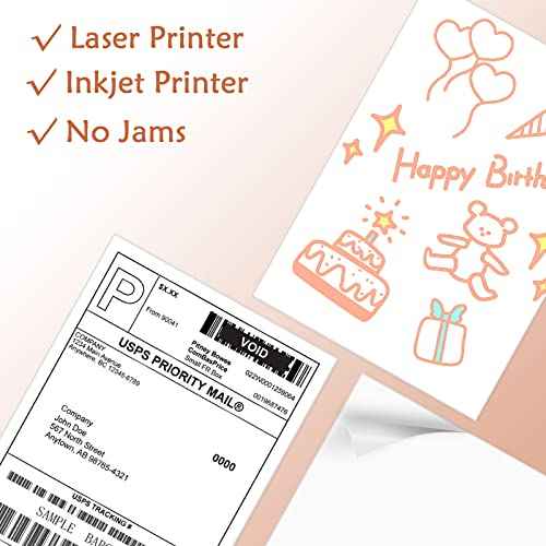 9527 Product Full Sheet Shipping Labels, 8-1/2" x 11" Blank White Sticker Paper, Self Adhesive Address Labels for Laser/Inkjet Printers, 500 Labels