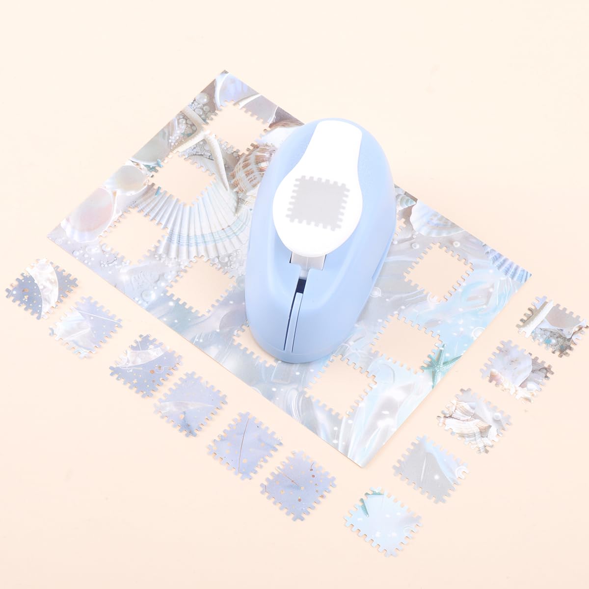 YOUQIWJ 2cm Postage Stamp Square Paper Punch, Stamp Shape Lever Action Hole Puncher for Scrapbooking, Card Making and DIY Paper Crafts