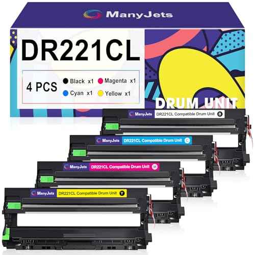DR221CL Drum Unit Replacement for Brother DR221CL DR-221CL 4-Pack DR-221CL Drum Unit for MFC-9130CW 9330CW HL-3170CDW 3180CDW 3140CW MFC-9340CDW DCP-9020CDN MFC-9330CDW Printer (BK/C/M/Y)