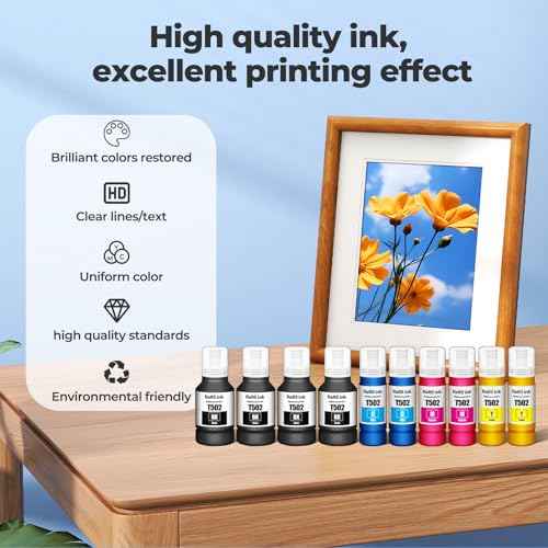 502 Ink Refill Bottle ET-2850 ET-3850 ET-2760 ET-2980 Replacement for 502 Ink Bottles for ET15000 ET-3830 ET-4850 ET 2850 ET 3850 ET 2760 ET-3843 ET-4760 ET-2750 ET-3760 ET3750 ET4750 Printer 10 Pack
