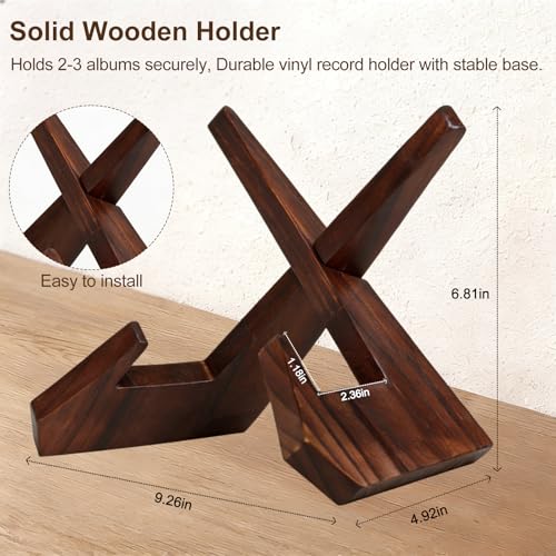 YBONRSQ Vinyl Record Stand – X-Frame 12" Album Holder, No-Tools Display