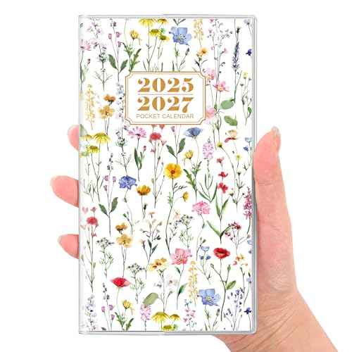 SKYDUE Pocket Calendar 2025-2027, Pocket Planner 2025-2026, Monthly Planner Jul 2025- Dec 2027 for Purse, 6.7" X 3.7" 30-Month Small Planner, Academic Year Calendar, Compact Design with Plastic Sleeve