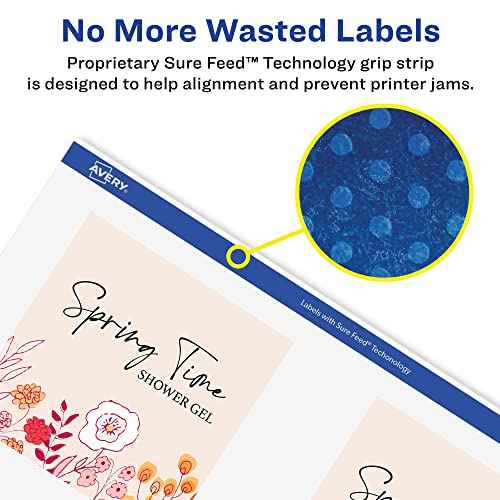 Avery Durable Waterproof Square Labels, Sure Feed Technology, Print-to-The-Edge, 3" x 3", 300 Total, Oil and Tear-Resistant, Waterproof, Laser/Pigment-Based Inkjet Printable