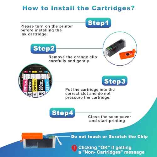 280 281 PGI-280XXL CLI-281XXL Compatible Ink Cartridge Replacement for Canon 280 281 XXL Ink to use with PIXMA TR8600 TS9500 TR8622 TR8622a TR8620 TS700 TS6100 TS6120 TR7520 TS6200 Printer (5 Pack)