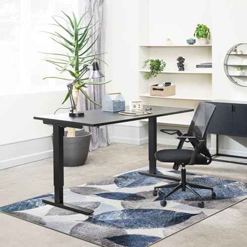 Office Chair Mat for Hardwood Floor & Low-Pile Carpet,60¡°*48¡±Highly Premium Quality Under Desk Mat, Desk Chair Mat for Carpet - 3.86lbs Anti-Slip Carpet Chair Mats Blue Leaf