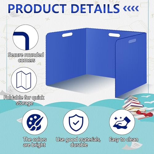 ZSMKJIAYE 24 Pcs Blue Desk Dividers for Students 14 x 17.5 in Privacy Folders Shields