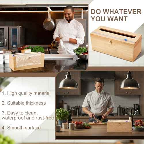 1 Pack 12 Inch Extra Large Foil and Plastic Wrap Organizer with Cutter, Bamboo Wrap Organizer Holder Holds 3000ft Film Rolls or 500ft-1000ft Foil Rolls for Restaurant Kitchen Food Service