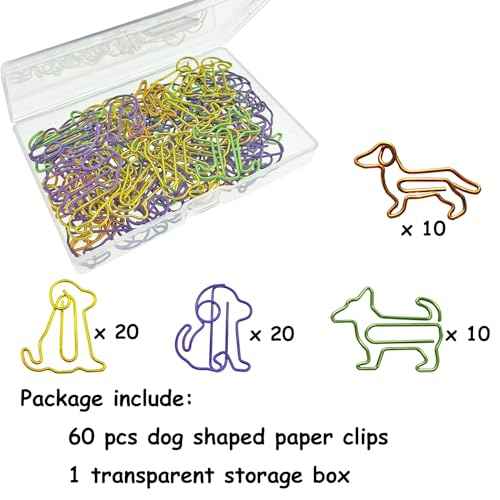 Cute Paper Clips Dog Shaped Decorative Bookmark Clips, Funny Gifts for Dog Lovers Coworkers Women, 60 PCS