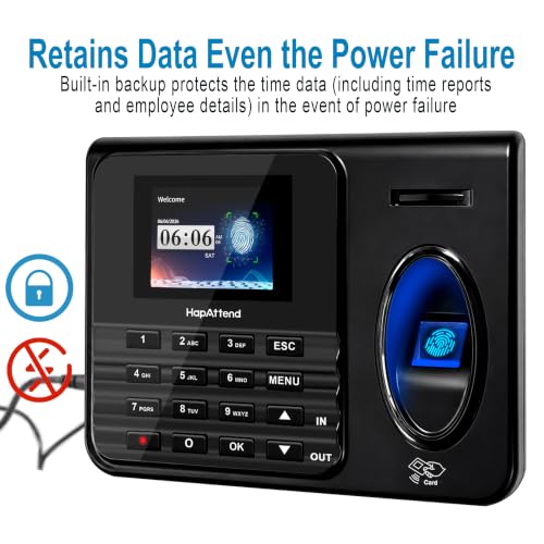 HapAttend Standalone Employee Time Clock for Small Business, No WiFi