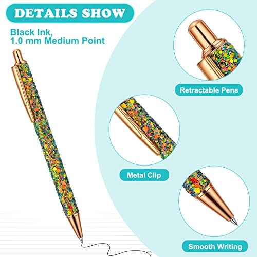 Handepo 60 Piece Cute Pretty Metal Glitter Ballpoint Pens for Women Fancy Shiny Journaling Pen for Writing, Black Ink Medium Point 1.0 mm Click for Birthday Office School Supplies