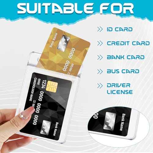 BESARME 30 Pack Vertical ID Badge Holders Clear Plastic Waterproof Card Holder Resealable for Office Worker Teacher