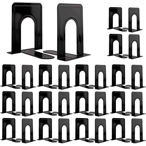 Heavy Duty Metal Book Ends 15 Pairs, Nonskid Shelving Supports for Office & Home