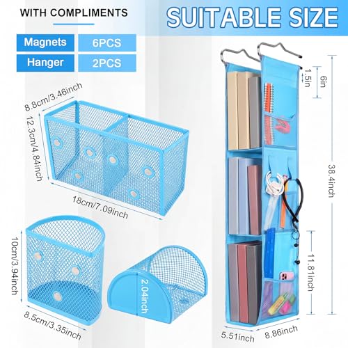 Harloon 14 Pcs Locker Accessories for School Organizer, Blue