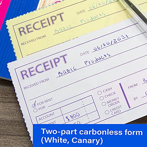 BAZIC 50-Set Cash or Rent Receipt Book, 2-Part Carbonless, 6-Digit No., 1-Pack