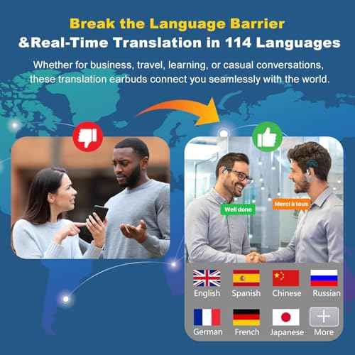 AI Real-Time Translation Earbuds,Wireless Earbuds,144 Languages Ear Buds,Two-Way Translator Earbuds, Bluetooth Headphones, Ear pods Wireless,HD Sound Translating Earbuds for Travel, Business
