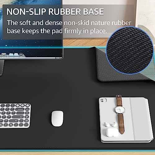 KTRIO Large Gaming Mouse Pad with Stitched Edges, Oversized Mousepad with Superior Micro-Weave Cloth, Non-Slip Base, Water Resist Keyboard Pad, Desk Pad for Gamer, Office & Home, 47.3 x 23.6 in, Black