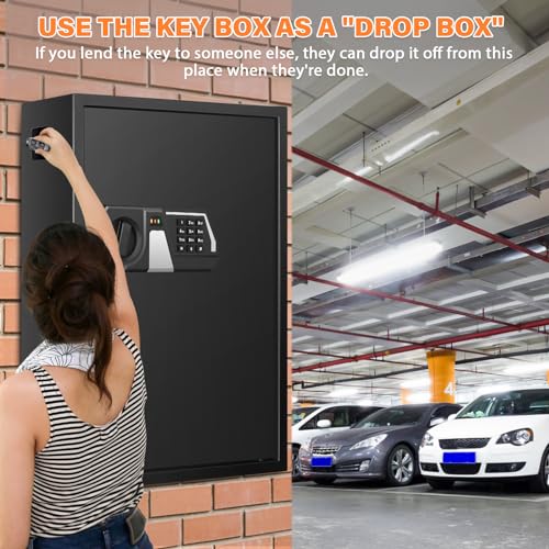 Nebakne 71 Keys Heavy Duty Fireproof Key Lock Box Wall Mount with Code & Hook Plates – Variation: 71 Keys