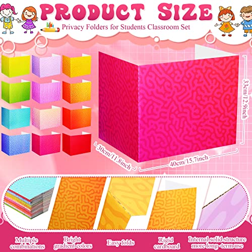 SATINIOR 24 Pcs Privacy Folders for Students – Swirl Colorful Privacy Desk Panels