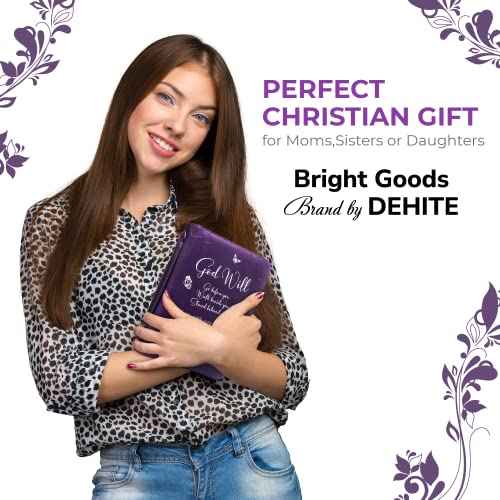 DEHITE Bible Cover Case for Women - Leather Bible Cases for Girls - Carrying Bag for Woman - Pen Slots ? Zippered Pocket ? Premium Faux Leather Holder - Christian Floral Accessories