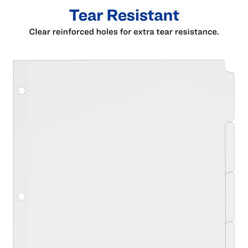 Avery Binder Tabs Divider – Bulk 5‑Tab Write‑On Design, Tear‑Resistant Reinforced Holes, Fits Standard 3‑Ring Binder, White Recycled Index Paper, 36 Sets – Ideal for Students & Offices